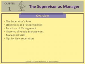 Supervisor access chapter 1