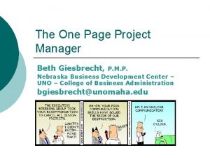 The One Page Project Manager Beth Giesbrecht P