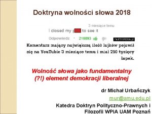 Doktryna wolnoci sowa 2018 Wykad nr 1 Wolno