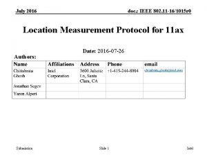 July 2016 doc IEEE 802 11 161015 r