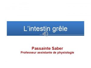 Lintestin grle Passainte Saber Professeur assistante de physiologie