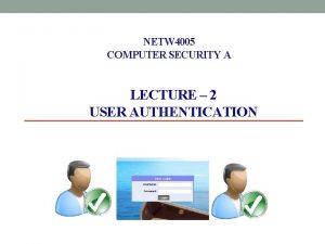 NETW 4005 COMPUTER SECURITY A LECTURE 2 USER