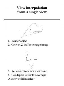 View interpolation from a single view 1 Render