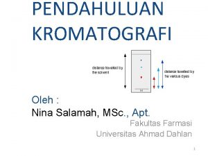 PENDAHULUAN KROMATOGRAFI Oleh Nina Salamah MSc Apt Fakultas