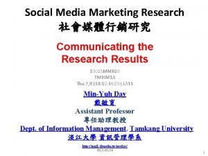 Social Media Marketing Research Communicating the Research Results