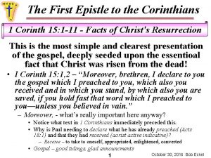 The First Epistle to the Corinthians 1 Corinth