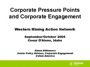 Corporate Pressure Points and Corporate Engagement Western Mining