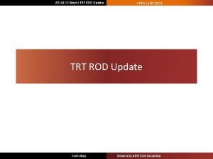 ATLAS ID Week TRT ROD Update CERN 15