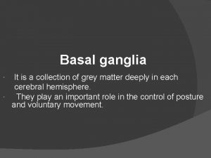 Basal ganglia It is a collection of grey