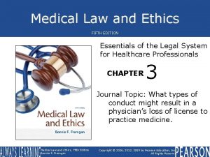 Medical Law and Ethics FIFTH EDITION Essentials of