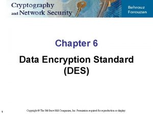 Chapter 6 Data Encryption Standard DES 1 Copyright