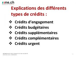 Explications des diffrents types de crdits v v