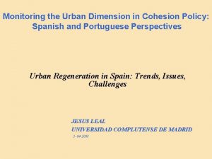 Monitoring the Urban Dimension in Cohesion Policy Spanish