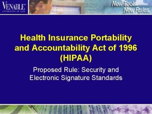 Health Insurance Portability and Accountability Act of 1996