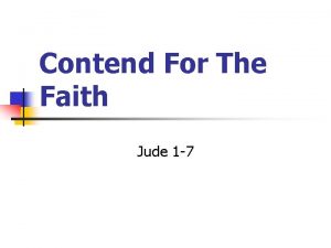 Contend For The Faith Jude 1 7 n