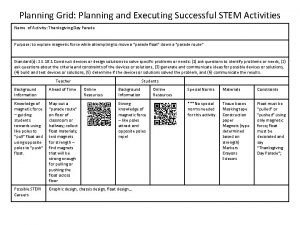 Planning Grid Planning and Executing Successful STEM Activities