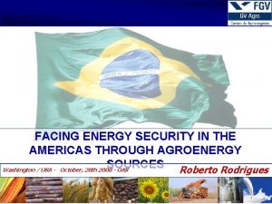 FACING ENERGY SECURITY IN THE AMERICAS THROUGH AGROENERGY