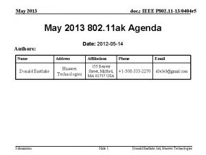 May 2013 doc IEEE P 802 11 130404