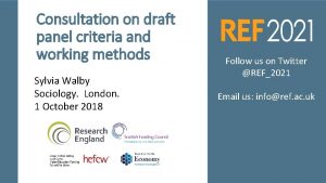 Consultation on draft panel criteria and working methods