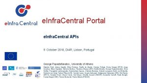 e Infra Central Portal e Infra Central APIs