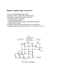 Emitter Coupled Logic Gate ECL ECL is non