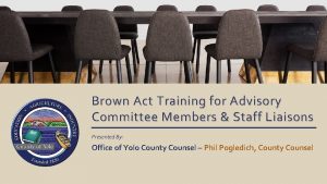 Brown Act Training for Advisory Committee Members Staff