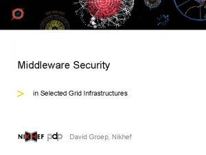 Middleware Security in Selected Grid Infrastructures David Groep