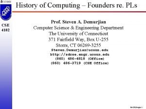 History of Computing Founders re PLs CSE 4102