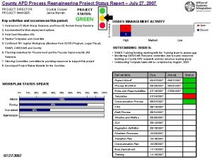 County APD Process Reengineering Project Status Report July