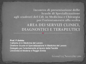 Incontro di presentazione delle Scuole di Specializzazione agli