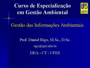 Curso de Especializao em Gesto Ambiental Gesto das