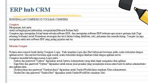 ERP hub CRM PENGENALAN COMPIERE SD TOOLBAR COMPIERE