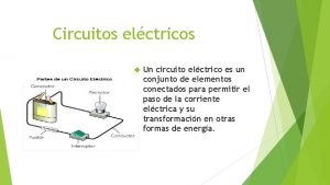 Circuitos elctricos Un circuito elctrico es un conjunto