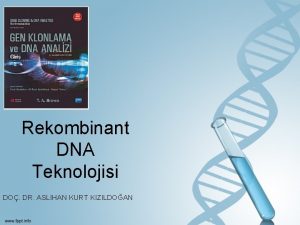 Rekombinant DNA Teknolojisi DO DR ASLIHAN KURT KIZILDOAN