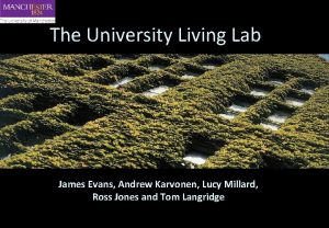 The University Living Lab James Evans Andrew Karvonen