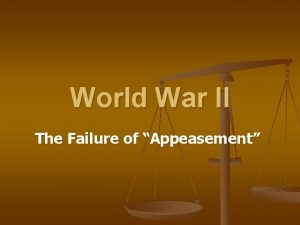 World War II The Failure of Appeasement What