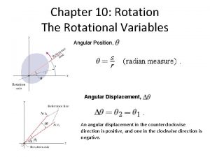 Chapter 10 Rotation The Rotational Variables Angular Position