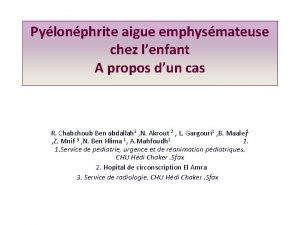 Pylonphrite aigue emphysmateuse chez lenfant A propos dun