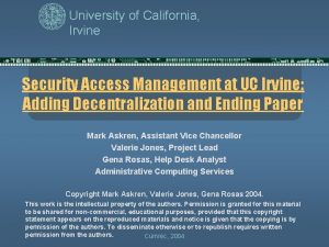 University of California Irvine Security Access Management at