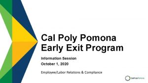 Cal Poly Pomona Early Exit Program Information Session