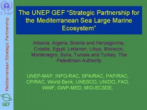 Mediterranean Strategic Partnership The UNEP GEF Strategic Partnership