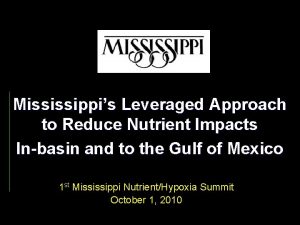 Mississippis Leveraged Approach to Reduce Nutrient Impacts Inbasin