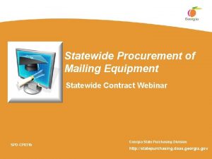 Statewide Procurement of Mailing Equipment Statewide Contract Webinar