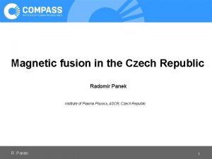 Magnetic fusion in the Czech Republic Radomir Panek