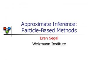Approximate Inference ParticleBased Methods Eran Segal Weizmann Institute