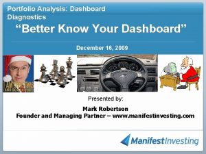 Portfolio Analysis Dashboard Diagnostics Better Know Your Dashboard
