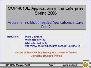 COP 4610 L Applications in the Enterprise Spring