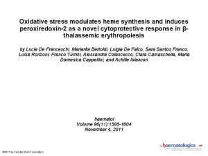 Oxidative stress modulates heme synthesis and induces peroxiredoxin2