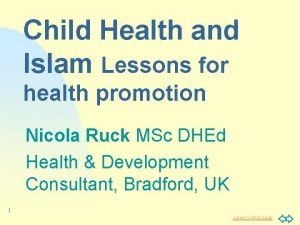 Child Health and Islam Lessons for health promotion