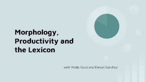 Morphology Productivity and the Lexicon with Wally Good